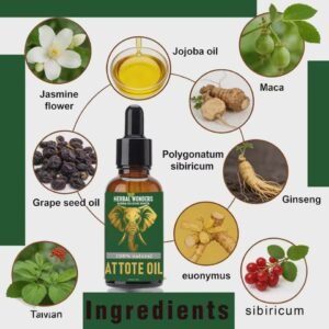 Herbal Wonders Attote Oil 10ml – 100% Natural Herbal Wellness Oil with Jojoba, Maca & Ginseng - Image 3
